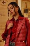 Shop_Label Deepika Nagpal_Pink Tweed Geometric Lapel Candyland Jessica Jacket _Online_at_Aza_Fashions