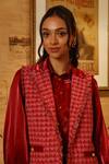 Label Deepika Nagpal_Pink Tweed Geometric Lapel Candyland Jessica Jacket _at_Aza_Fashions