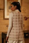 Shop_Label Deepika Nagpal_Pink Tweed Geometric Lapel Jessica Jacket _at_Aza_Fashions