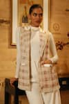 Buy_Label Deepika Nagpal_Pink Tweed Geometric Lapel Jessica Jacket _Online_at_Aza_Fashions