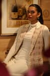 Label Deepika Nagpal_Pink Tweed Geometric Lapel Jessica Jacket _at_Aza_Fashions