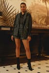 Buy_Label Deepika Nagpal_Black Jacket And Shorts Tweed Geometric Gilet Lapel Joe With Set _at_Aza_Fashions