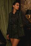 Shop_Label Deepika Nagpal_Black Jacket And Shorts Tweed Geometric Gilet Lapel Joe With Set _Online_at_Aza_Fashions