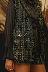 Label Deepika Nagpal_Black Jacket And Shorts Tweed Geometric Gilet Lapel Joe With Set _at_Aza_Fashions