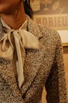 Buy_Label Deepika Nagpal_Beige Blazer Tweed Geometric Blazer Notched Natalie Pleated Dress With _Online_at_Aza_Fashions