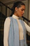 Buy_Label Deepika Nagpal_Blue Blazer And Pant Wool Open Meredith Long Jacket With 