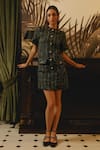 Buy_Label Deepika Nagpal_Black Tweed Round Utopia Straight Dress _at_Aza_Fashions