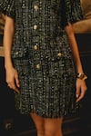 Buy_Label Deepika Nagpal_Black Tweed Round Utopia Straight Dress 