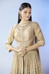 Samyukta Singhania_Beige Kurta Silk Embroidered Sequin Round Anarkali And Palazzo Set _Online_at_Aza_Fashions