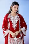 Buy_Samyukta Singhania_Red Georgette Embroidered Sequin Round Kurta Palazzo Set 