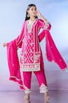 Buy_Samyukta Singhania_Pink Kurta Silk Embroidered Sequin Blunt V Palazzo Set _Online_at_Aza_Fashions