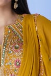 Samyukta Singhania_Yellow Pre-draped Saree Net Embroidered Sequin Notched With Blouse _Online_at_Aza_Fashions