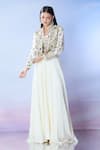 Buy_Samyukta Singhania_White Blouse Silk Embroidered Resham Jacket Collared Palazzo Set _at_Aza_Fashions