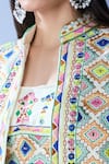 Samyukta Singhania_White Blouse Silk Embroidered Resham Jacket Collared Palazzo Set _Online_at_Aza_Fashions