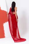 Shop_MEHAK SHARMA_Red Tulle Embroidered Sequin Leaf Abstract Pre-draped Saree With Blouse _at_Aza_Fashions