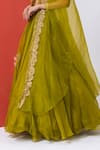 Buy_MEHAK SHARMA_Green Organza Embroidered Dori Blouse Scoop Waist Lehenga Set With Cape _Online_at_Aza_Fashions