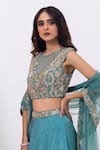 Buy_MEHAK SHARMA_Green Habutai Embroidered Sequin High Floral Waist Lehenga Set _Online_at_Aza_Fashions