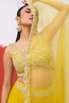 MEHAK SHARMA_Yellow Organza Embroidered Sequin Leaf Floral Lehenga Set _Online_at_Aza_Fashions