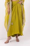 Buy_MEHAK SHARMA_Green Habutai Embroidered Sequin Blouse Leaf Solid Draped Skirt Set With Cape _Online_at_Aza_Fashions