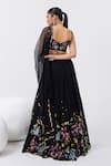 Shop_MEHAK SHARMA_Black Georgette Embroidered Sequin Sweetheart Floral Lehenga Set _at_Aza_Fashions