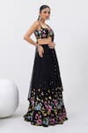 MEHAK SHARMA_Black Georgette Embroidered Sequin Sweetheart Floral Lehenga Set _Online_at_Aza_Fashions