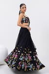 Buy_MEHAK SHARMA_Black Georgette Embroidered Sequin Sweetheart Floral Lehenga Set _Online_at_Aza_Fashions