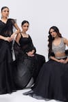 Shop_MEHAK SHARMA_Black Organza Embroidered Chid V Ruffle Detailed Pre-draped Saree With Blouse 