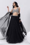 MEHAK SHARMA_Black Organza Embroidered Zari Leaf Waist Lehenga Blouse Set _at_Aza_Fashions