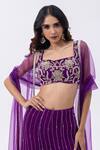 Shop_MEHAK SHARMA_Purple Georgette Embroidery Lace Square Floral Cutdana Blouse And Sharara Set _Online_at_Aza_Fashions