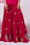 Shop_MEHAK SHARMA_Red Satin Organza Embroidery Zari Round Paisley Short Kurta And Sharara Set _Online_at_Aza_Fashions