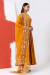 MEHAK SHARMA_Yellow Organza Embroidery Chid Floral Cutdana Kalidar Anarkali With Dupatta _at_Aza_Fashions