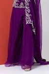 MEHAK SHARMA_Purple Organza Embroidery Cutdana Leaf Floral Resham Short Kurta And Sharara Set _at_Aza_Fashions