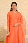 Buy_Hasrat By Salma_Orange Kurta And Pant Chanderi Embroidery Floral V-neck Zardosi A-line & Set _Online_at_Aza_Fashions