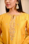 Buy_Hasrat By Salma_Yellow Kurta And Pant Chanderi Embroidery Floral Round Zardosi & Set _Online_at_Aza_Fashions