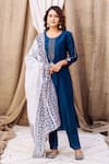 Buy_Missprint_Blue Kurta Chanderi Silk Embroidered Zardozi Round Meeras Neckline Pant Set _at_Aza_Fashions