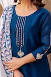 Missprint_Blue Kurta Chanderi Silk Embroidered Zardozi Round Meeras Neckline Pant Set _at_Aza_Fashions