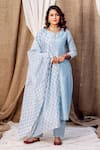 Buy_Missprint_Blue Kurta Chanderi Silk Embroidered Gota Trim Round Azure Pant Set _at_Aza_Fashions