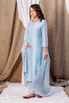 Buy_Missprint_Blue Kurta Chanderi Silk Embroidered Gota Trim Round Azure Pant Set _Online_at_Aza_Fashions