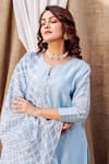 Shop_Missprint_Blue Kurta Chanderi Silk Embroidered Gota Trim Round Azure Pant Set _Online_at_Aza_Fashions