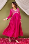 Missprint_Pink Kurta And Dupatta Chanderi Silk Embroidered Sequin V Neck Bliss Set _at_Aza_Fashions