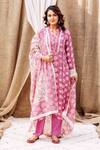 Missprint_Purple Kurta Modal Satin Printed Floral Notched Set _Online_at_Aza_Fashions