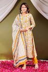 Buy_Missprint_Yellow Kurta And Dupatta Chanderi Printed Floral Round Sunlit Set _at_Aza_Fashions