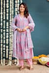 Shop_Missprint_Pink Kurta And Dupatta Chanderi Printed Thread V Neck Seraphinas Floral Set _Online_at_Aza_Fashions