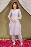 Missprint_Purple Kurta Chanderi Silk Embroidered Bead Notched Essence Neckline Set _Online_at_Aza_Fashions