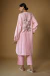 Shop_Inkpikle_Pink Handwoven Cotton Print Jasmine High Closed Self Striped Kurta With Pant _at_Aza_Fashions