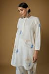 Buy_Inkpikle_Off White Handwoven Cotton Print Envelope Flora High Closed Kurta With Pant _Online_at_Aza_Fashions