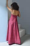 Shop_Inkpikle_Pink Handwoven Cotton Print Striped Sweetheart Neck Strappy Maxi Dress _at_Aza_Fashions