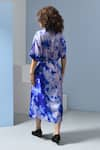 Shop_Inkpikle_Blue Handwoven Mulberry Silk Print Tie Dye Mandarin Collar Shirt Dress _at_Aza_Fashions