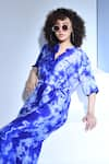 Shop_Inkpikle_Blue Handwoven Mulberry Silk Print Tie Dye Mandarin Collar Shirt Dress _Online_at_Aza_Fashions