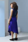 Shop_Inkpikle_Blue Handwoven Mulberry Silk Ombre V Neck Wrap Style Handkerchief Hem Midi Dress _at_Aza_Fashions